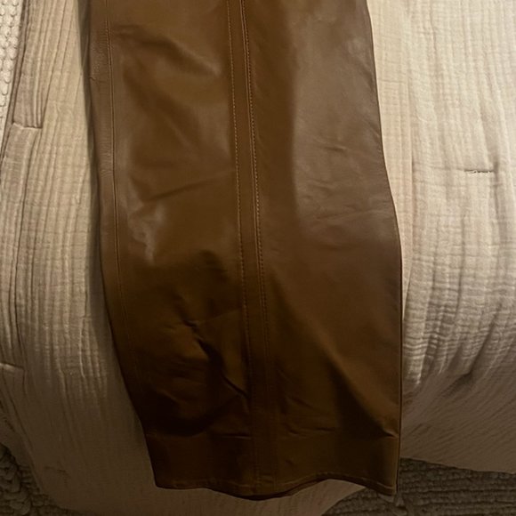 Vince Leather Seamfront Pants NWT! Size 8 Light Brown/Camel - Picture 4 of 4